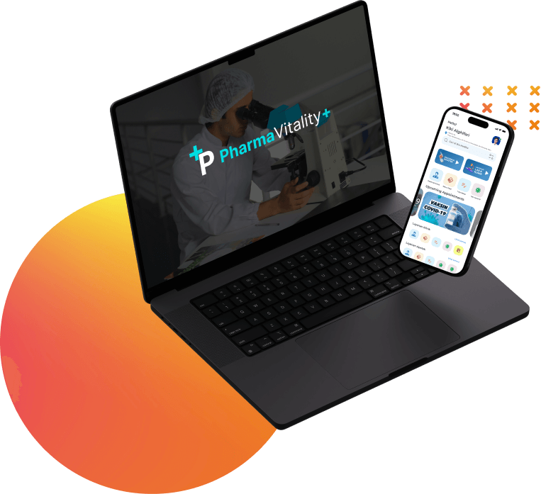 PharmaVitalityPlus Web and Mobile App Interface