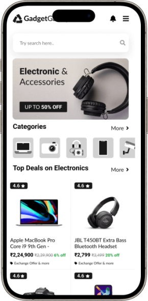 Gadget Galaxy Store Home Screen