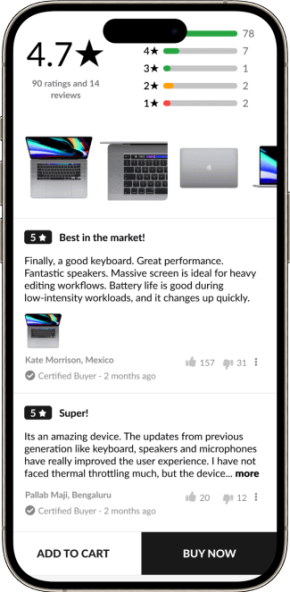 Gadget Galaxy Store Ratings and Reviews Screen