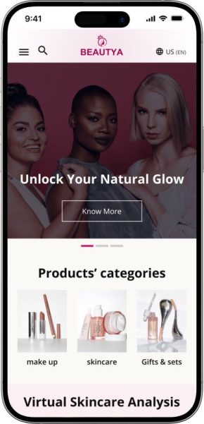 Glowbliss Cosmetic Home Screen mobile screen