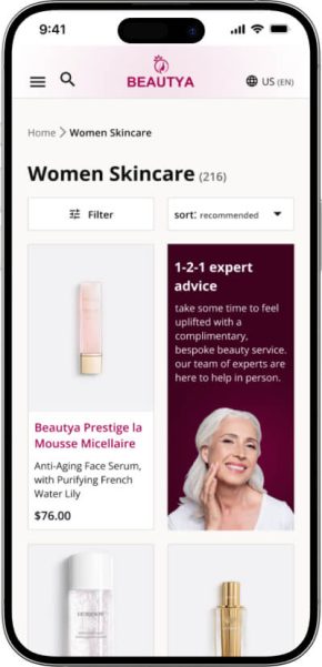 Glowbliss Cosmetic women skincare mobile screen