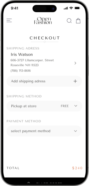 LuxeWear Payment screen