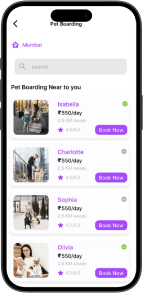 Pet Pamper Haven​ Search by Location Screen