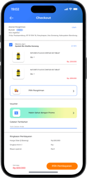 PharmaVitalityPlus Check-out Screen